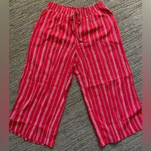 Red Striped Elastic Waist Pants